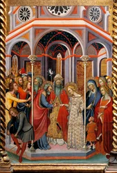 Jomfruens ægteskab, detalje af altertavlen, der viser Jomfruhistorier af Bartolo di Fredi (1330-1410)