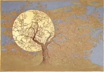 old god, 2018, olie og bladguld på panel