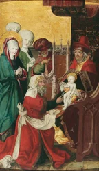 Tysk: Beschneidung Christi (Innenseite); Maria einer Heimsuchung (Außenseite) Kristi omskærelse