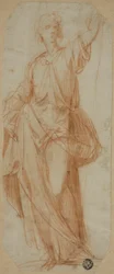 Stående draperet figur