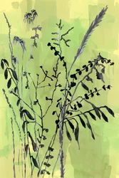Grønne botaniske silhuetter