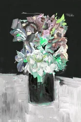 En livlig, malerisk blomsterbuket