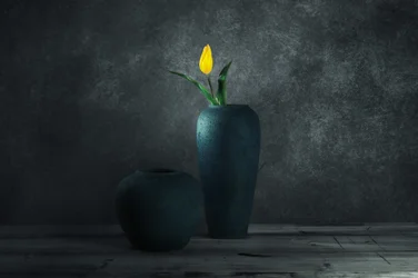Stilleben med gule tulipaner