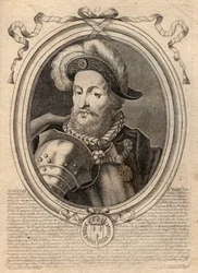 Portræt af Francois I (1494 - 1547), konge af Frankrig - Frans I, konge af Frankrig - gravering fra 