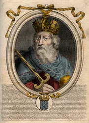 Karl den Store (Charles I dit le Grand, Carolus Magnus, 742-814), Frankernes konge - Karl den Store (Carolus Magnus, Karl den Store) (747-814) Frankernes konge og den kristne kejser af Vesten - gravering fra 