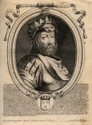 Portræt af Childeric I, kongen af Salians Francs (436-481) - CHILDERIC I Kongen af Salian Franks - gravering fra 