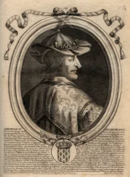 Portræt af Chilperic II (ca. 670 - 721), konge af Neustrien - CHILPERIC II konge af frankerne - gravering fra 
