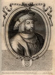Portræt af Clotaire (Clothaire) II (584 - 628), konge af Neustrien og konge af frankerne - Clotaire eller Chlotar II (d.629) konge af frankerne - gravering fra 