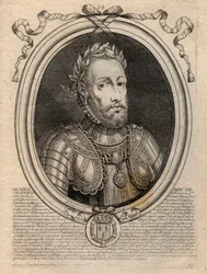Portræt af Henrik II (1519 - 1559) Konge af Frankrig - Henrik II (1519-59), konge af Frankrig - gravering fra 
