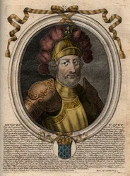 Portræt af Hugues I Capet (ca. 941 - 996), hertug af Frankrig, daværende konge af Frankrig - Portræt af Hugues I Capet (c941-996), konge af Frankrig - gravering fra 