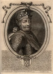 Portræt af Philip II dit Philippe Auguste (1165-1223) - Philip Augustus II (1165-1223) Konge af Frankrig - gravering fra 
