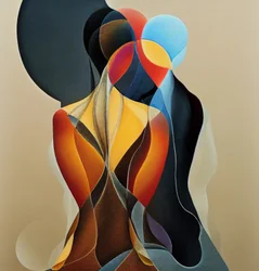 Moderne abstrakt figurativ kunst, vægkunstprint på efterspørgsel