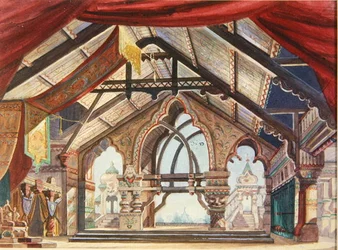 Scenedesign til Rimsky-Korsakov Snow Maiden (wc & olie på papir)