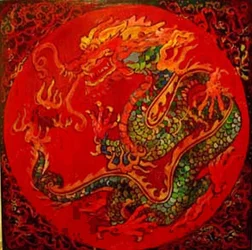 Dragon, 2016 (blandet, akryl, blæk, olie)