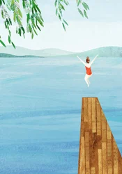 Sommer-sprang i søen