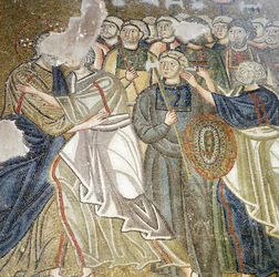 Judaskysset, mosaik i katholikonet (hovedkirken) i Nea Moni-klostret (UNESCO