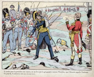 First Empire: repræsentation af general Pierre Cambronne (1770-1842), der udtaler "Vagten dør, men overgiver sig ikke"""" ved slaget ved Waterloo