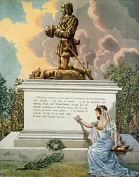 Frankrigs historie i middelalderen (middelalderen): Kongen af Frankrig Ludvig XIs grav, kaldet den forsigtige (1423-1483) ved Notre Dame de Clery (Notre-Dame-de-Clery), Loire-dalen. Illustration af Jacques Marie Gaston Onfray de Breville dit JOB (1858-1931