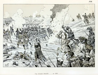 Illustration fra bogen "The Great War by artists": A great battle in 1815 af Jacques Marie Gaston Onfray de Breville dit JOB (1858-1931), Delvis Samling