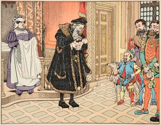 Illustration fra bogen “Le bon roy Henri””, illustreret af Jacques Marie Gaston Onfray de Breville dit JOB (1858-1931): Fødsel af Henri IV, hans bedstefar, Henri d