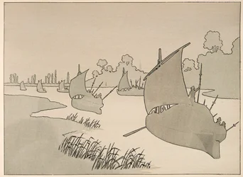 Illustration hentet fra bogen “Le bon roy Henri”, illustreret af Jacques Marie Gaston Onfray de Breville dit JOB (1858-1931): Hertugen af Parma forsøger at forsyne Paris med båd - Privat samling