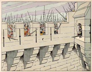 Illustration hentet fra bogen "Le bon roy Henri", illustreret af Jacques Marie Gaston Onfray de Breville dit JOB (1858-1931): Pariserne forbereder sig på at forsvare byen - Privat samling