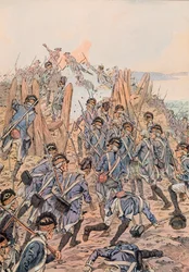 Jacques Marie Gaston Onfroy de Breville dit JOB (1858-1931) - Amerikanere angriber en skans i Yorktown den 14. oktober