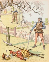 Jacques Marie Gaston Onfroy de Breville dit JOB (1858-1931) - Le Franc Archer de Bagnolet (komisk værk fra det 15. århundrede med en fanfaron-soldat), privat samling