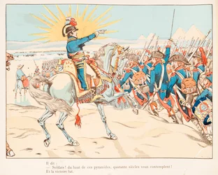 Jacques Marie Gaston Onfroy de Breville dit JOB (1858-1931) - Napoleon Bonaparte ved slaget ved pyramiderne i 1798, privat samling