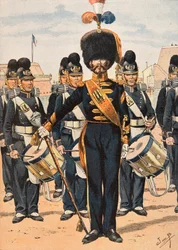 Jacques Marie Gaston Onfroy de Breville dit JOB (1858-1931) - Udrustning af franske tropper til enhver tid: Drum Major of Fleet Crews (1837), Privat Samling