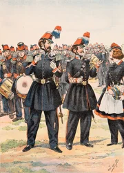 Jacques Marie Gaston Onfroy de Breville dit JOB (1858-1931) - Udrustning af de franske tropper til enhver tid: Tambour Major, dirigent for musik og cantiniere for Moblie Guard