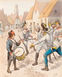 Jacques Marie Gaston Onfroy de Breville dit JOB (1858-1931) - Den lille tromme fra Wattignies i 1793 (Trommen Stroh (Strauh) faldt under østrigernes slag under slaget), Privat Samling