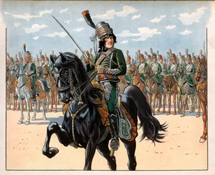 Joachim Murat (1767-1815) dengang oberst under det italienske felttog. Gravering af Jacques Marie Gaston Onfray de Breville dit Job (1858-1931)