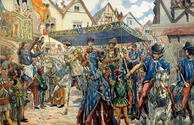 Triumferende indtog af Ludvig XI af Frankrig, kendt som den forsigtige (1423-1483) i Paris den 30. august